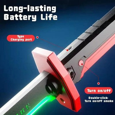Led Laser Sword With Spark Smoke Effect RGB Light Color Cosplay Kids Bf Gift