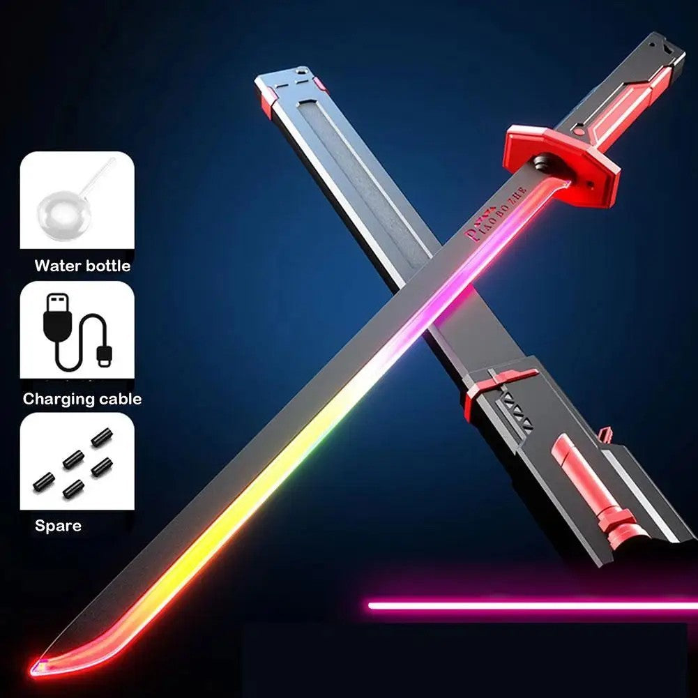 Led Laser Sword With Spark Smoke Effect RGB Light Color Cosplay Kids Bf Gift