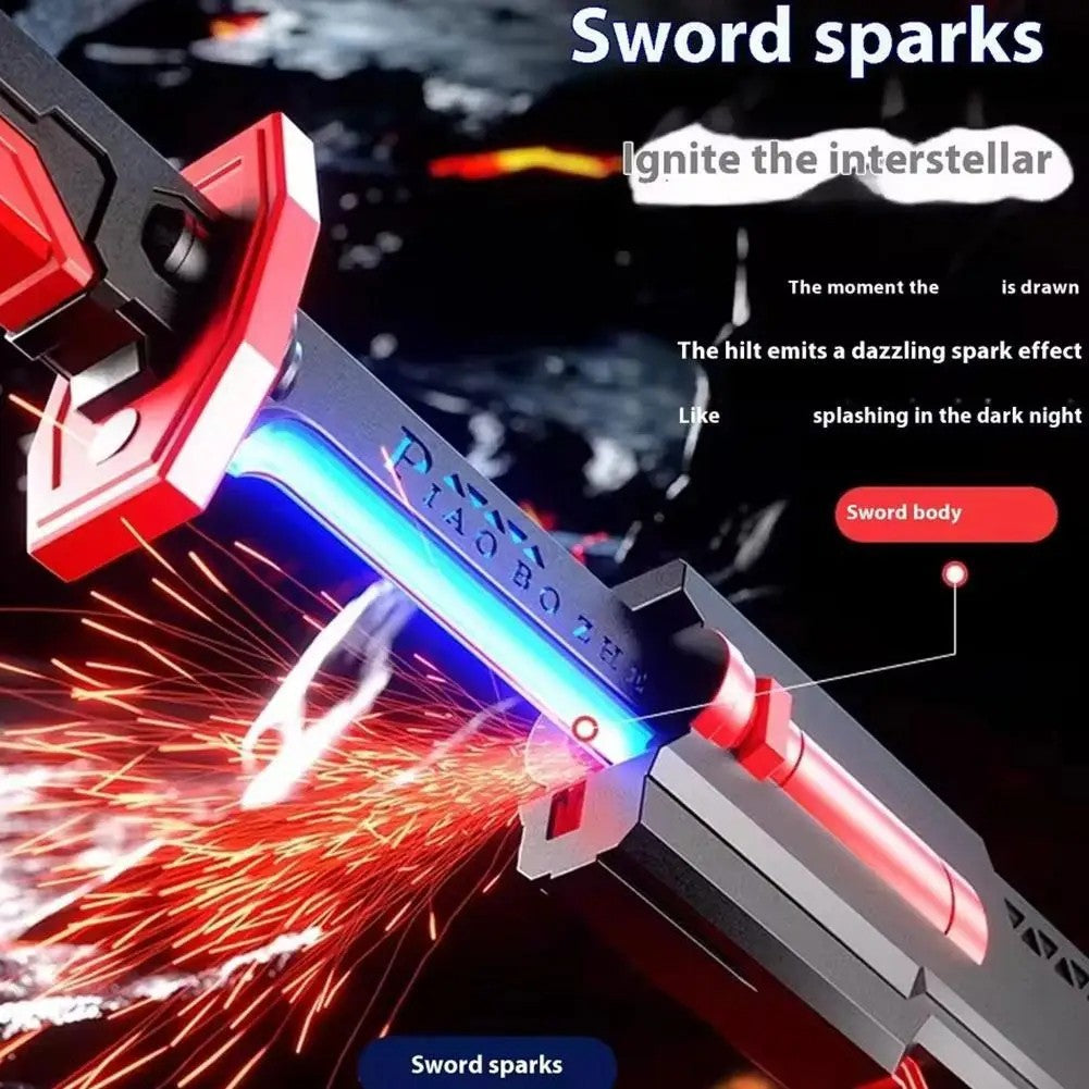 Led Laser Sword With Spark Smoke Effect RGB Light Color Cosplay Kids Bf Gift