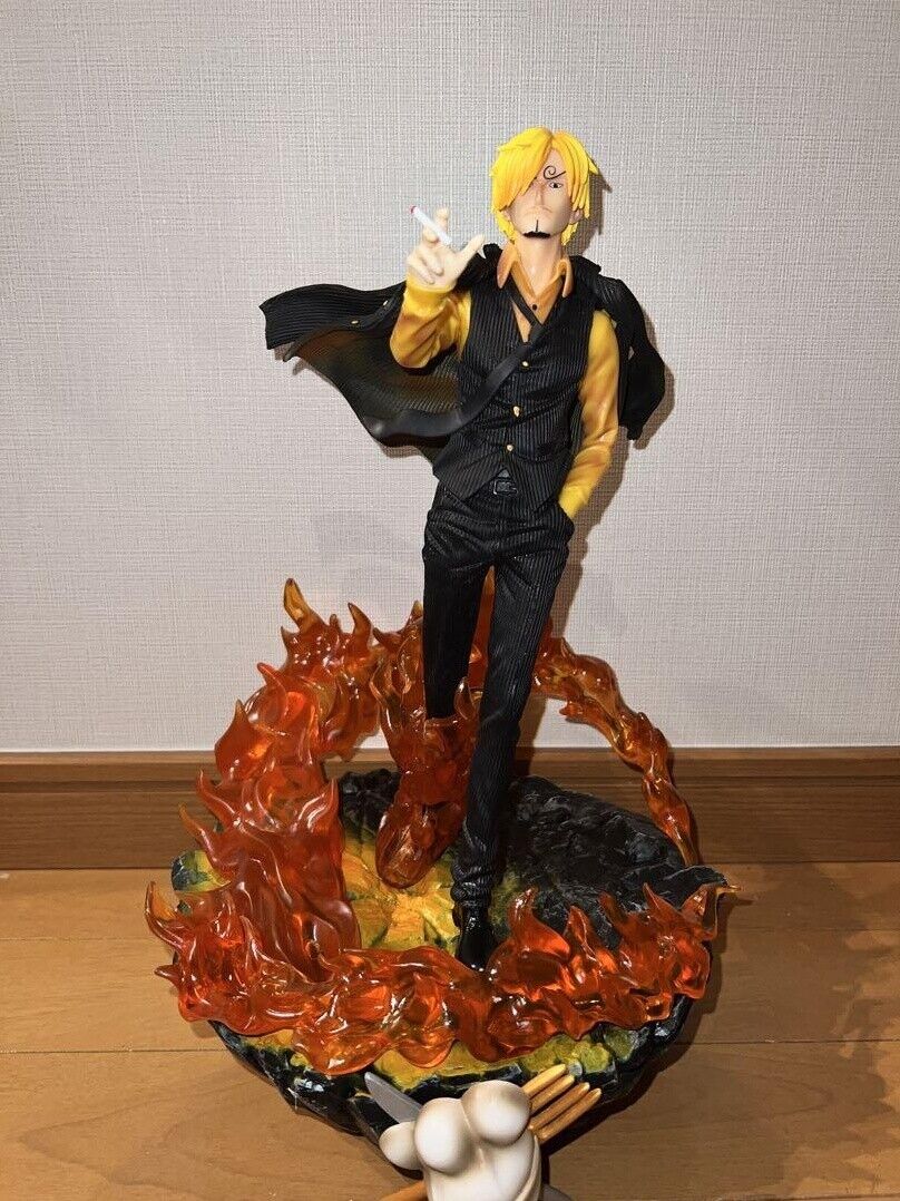 One Piece Three Fighting Blood Sanji Action Figure Luffy Sauron Illuminated Scene Statue Anime Figure | 40 CMS |