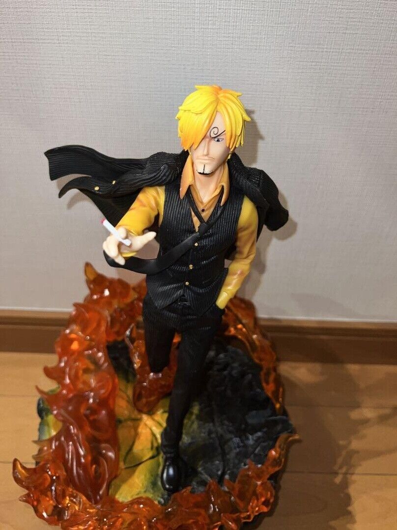 One Piece Three Fighting Blood Sanji Action Figure Luffy Sauron Illuminated Scene Statue Anime Figure | 40 CMS |